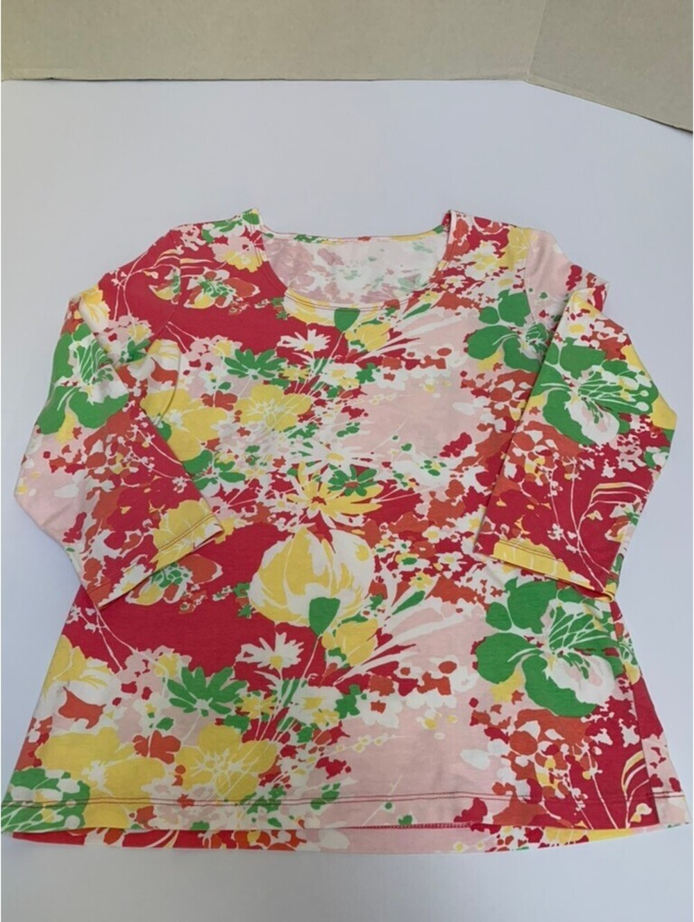 Talbots Size Small Pastel Floral Print Knit Pullover Top Shirt
